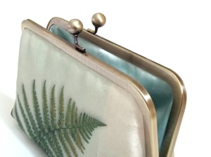 Image of Green fern, silk clutch bag + optional chain handle