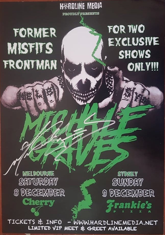 Image of MICHALE GRAVES - Australian Tour Poster - 2018 MISFITS size A3 SIGNED