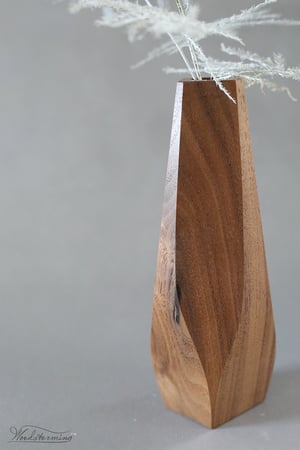 Image of Wavy walnut wood vase - wabi sabi vase - ready to ship