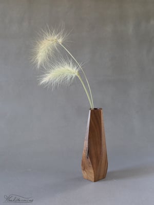 Image of Wavy walnut wood vase - wabi sabi vase - ready to ship