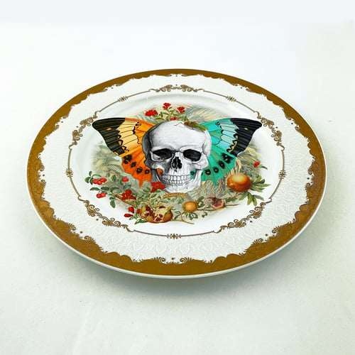 Image of Skull N Wings - Large Fine China Plate - #0772
