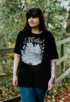 Image of Mother Hen Organic T-Shirt ~ white on black