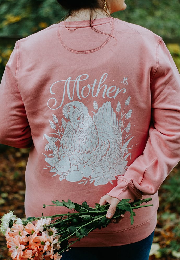 Image of Double-Sided Mother Hen Organic & Recycled Sweatshirt ~ Canyon Pink