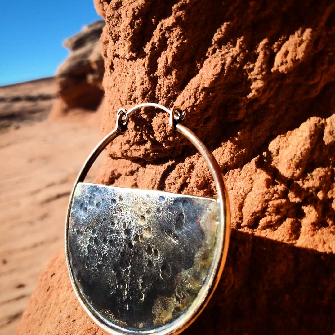 Image of 2 1/2" bronze 'dusk' hoop earrings
