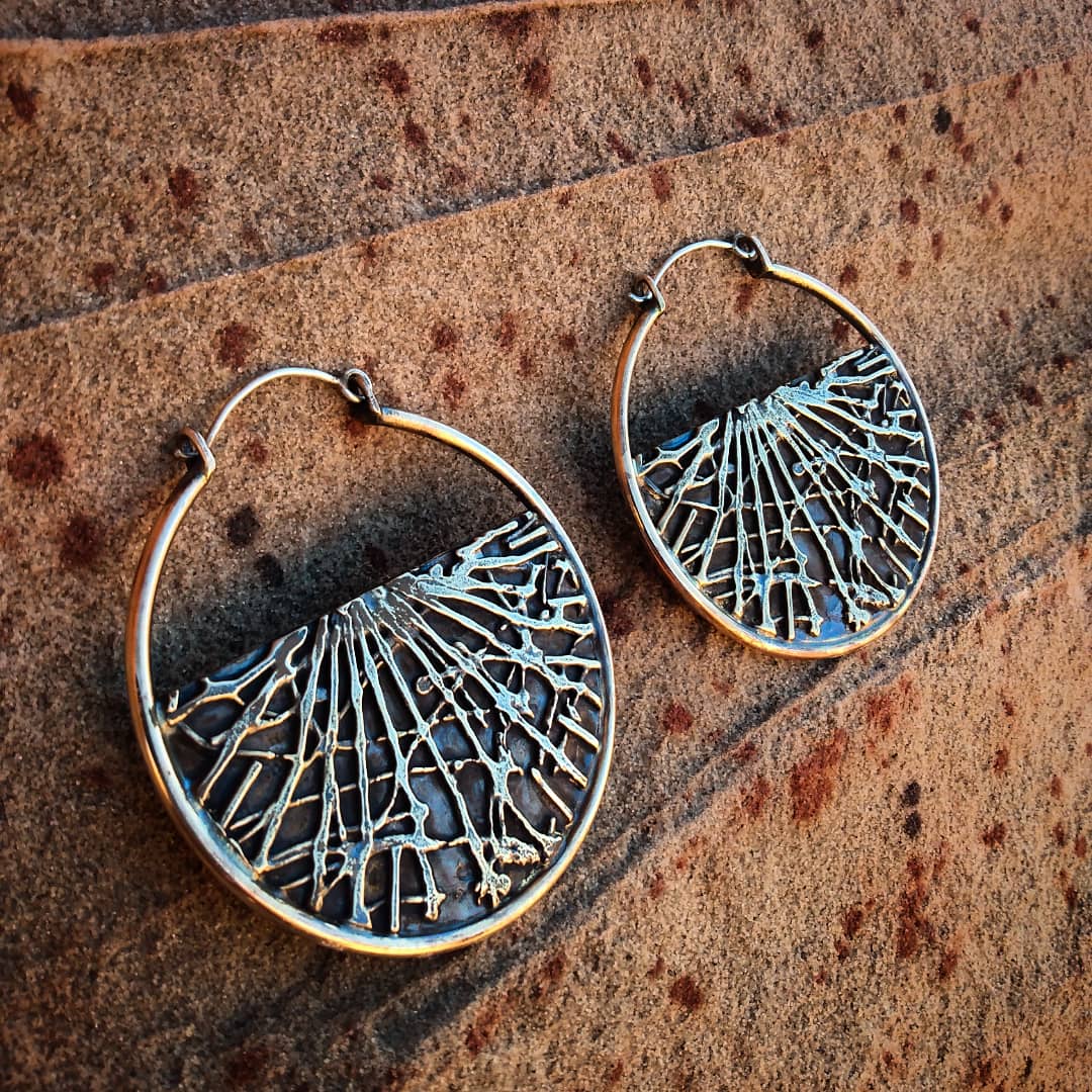 Image of 2 1/2" bronze 'dusk' hoop earrings