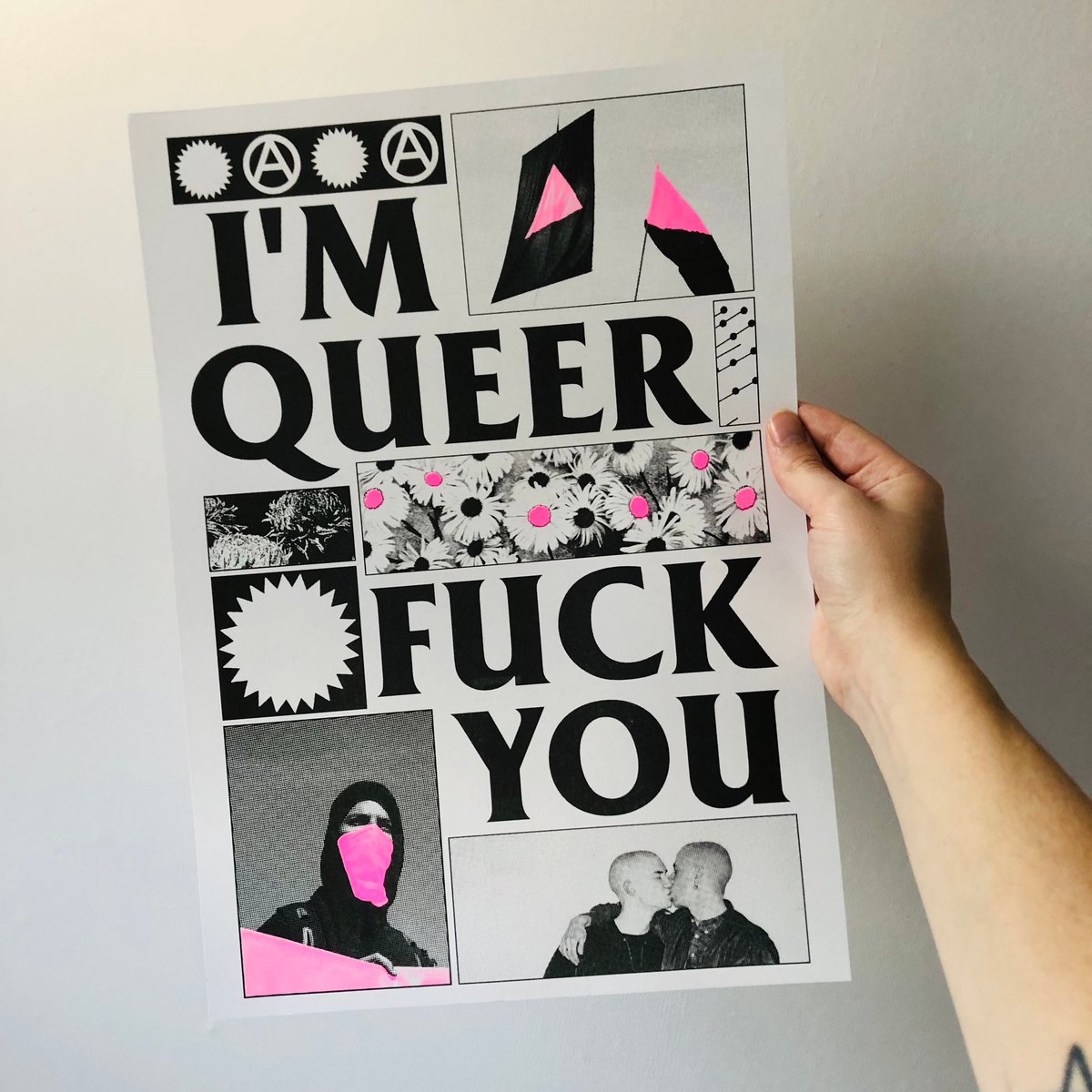 Image of I'M QUEER FUCK YOU A3 riso print