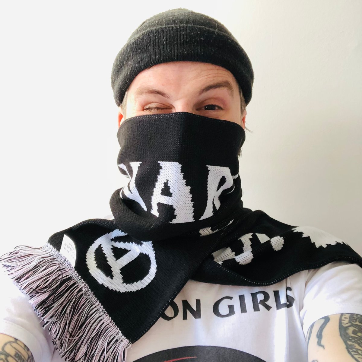 Image of DESTROY FASCISM / QUEER ANARCHY NOW football scarf