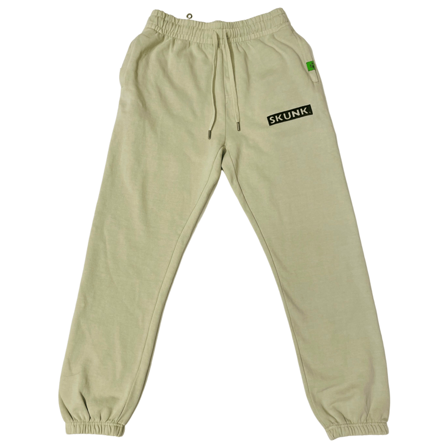 Image of Skunk. Box logo jogger ( pistachio/forest green)