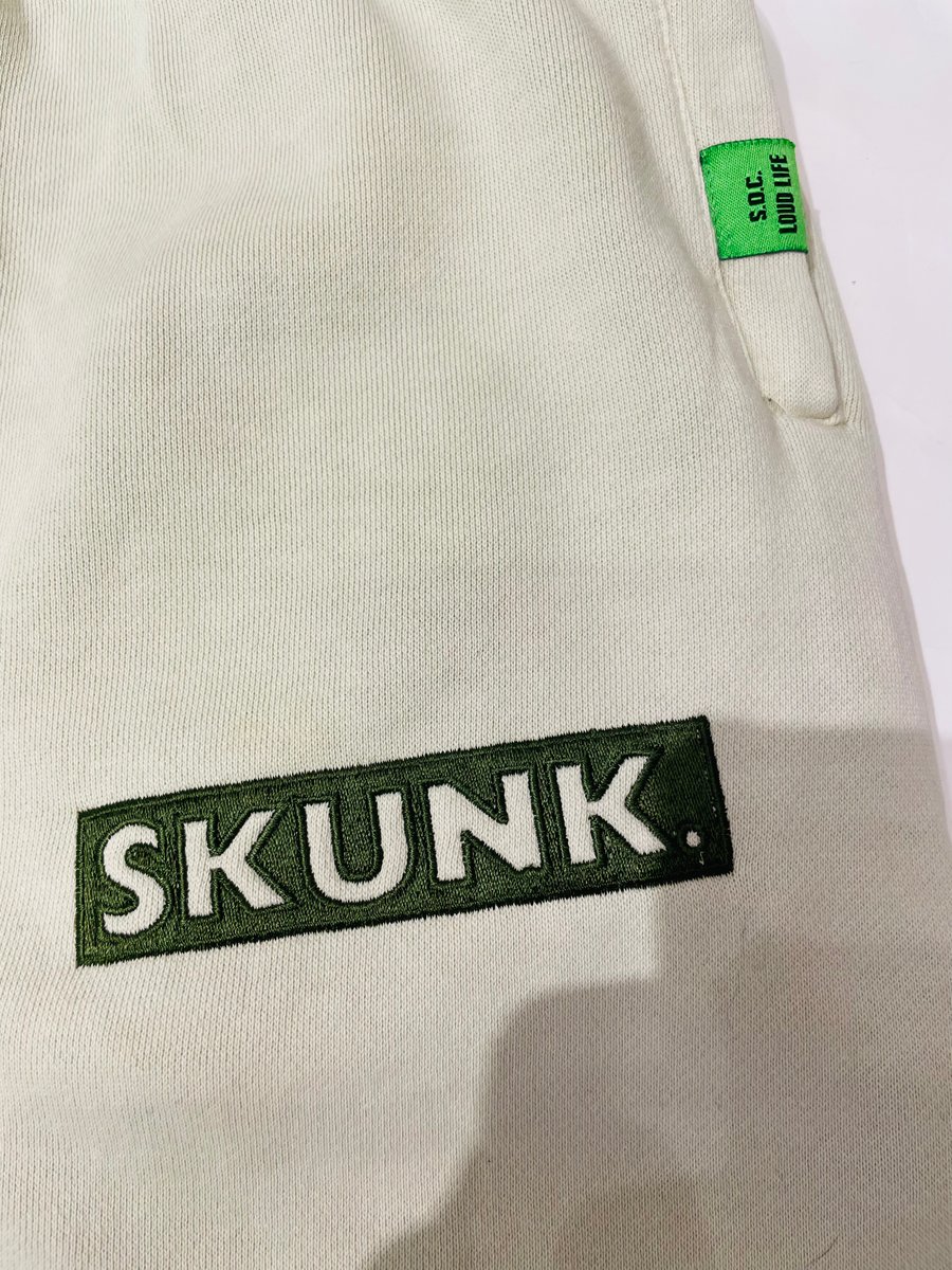 Image of Skunk. Box logo jogger ( pistachio/forest green)