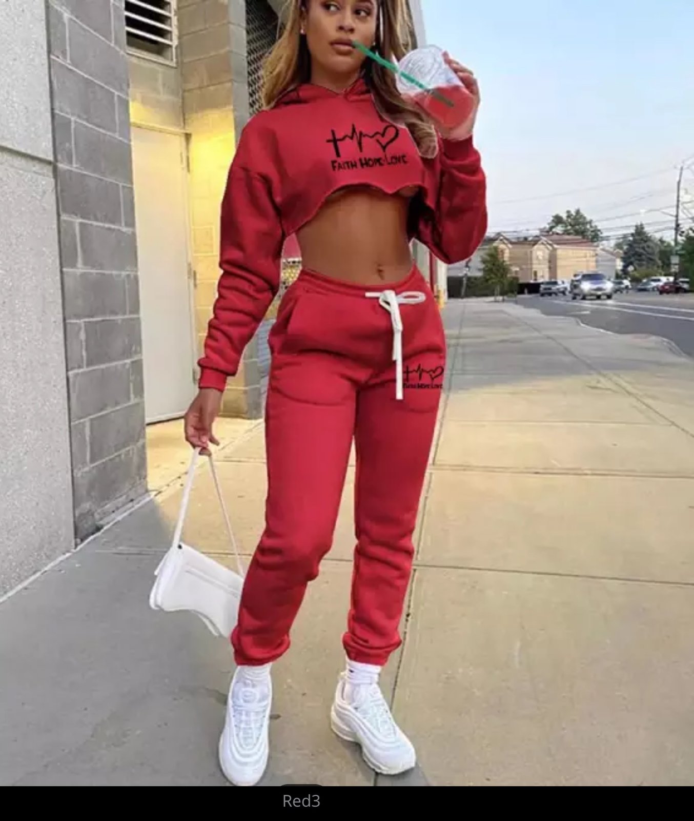 red womens sweatsuit