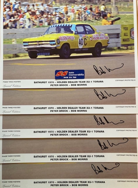 Image of Bathurst 1970 Hardie Ferodo 500. HDT Torana XU-1 of Peter Brock/Bob Morris signed by Bob Morris