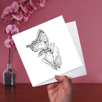 Image 5 of Black & white art card of a Swallow tail butterfly