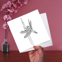 Image 5 of Black & white art card of a Dragonfly