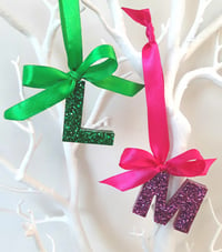 Image 1 of Hanging Glitter Resin Initial,Initial Tree Decoration,Letter Tree Decoration,Personalised Gift