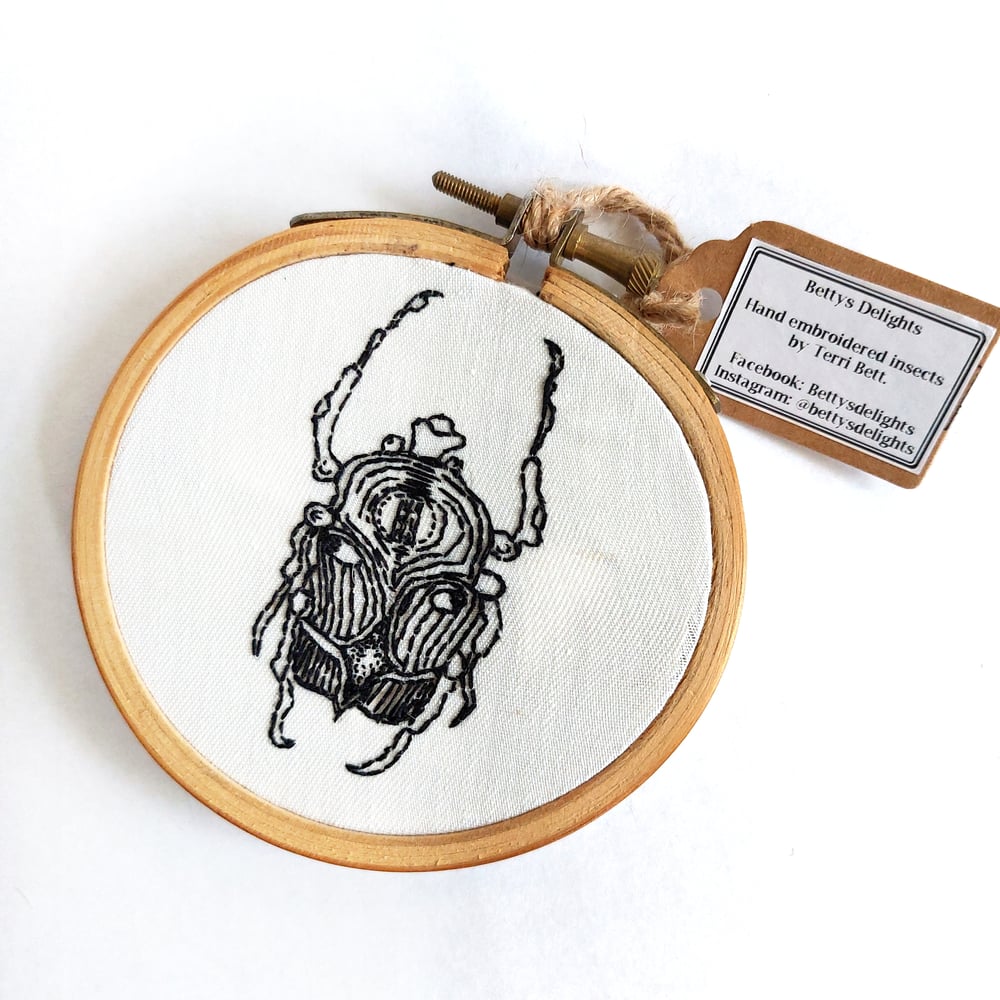 Image of Flower Beetle Hand Embroidered Hoop Art - Betty's Delights