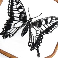 Image 2 of Swallowtail Butterfly Hand Embroidered Hoop Art - Betty's Delights