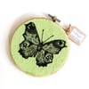 Peacock Butterfly Hand Embroidered Hoop Art - Betty's Delights