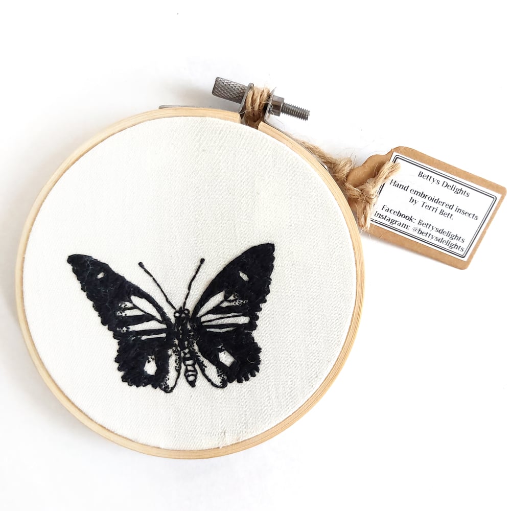 Image of Birdwing Butterfly Hand Embroidered Hoop Art - Betty's Delights