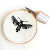 Clearwing Moth Hand Embroidered Hoop Art - Betty's Delights