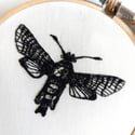Clearwing Moth Hand Embroidered Hoop Art - Betty's Delights