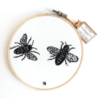 Image 1 of Bumblebee Pair Hand Embroidered Hoop Art - Betty's Delights