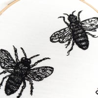 Image 2 of Bumblebee Pair Hand Embroidered Hoop Art - Betty's Delights