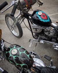 Image 4 of WL&A Old School Sterling Silver w/ Copper accents Turquoise Sunrise Chopper Gas Cap 