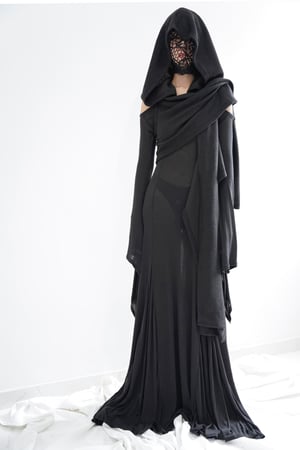 Image of Morticia Hooded Wrap Scarf & Shawl in Black