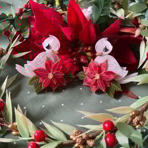 Image of Second Day of Christmas Brooch {Silver/Red}