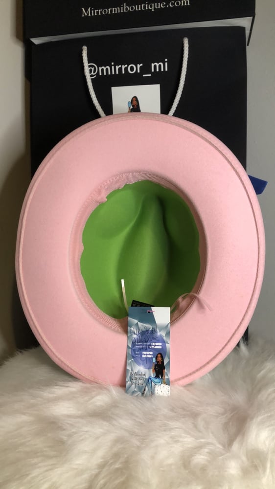 Image of Dirty Diana Fedora in Lime Green w/Pretti Pink bottom 