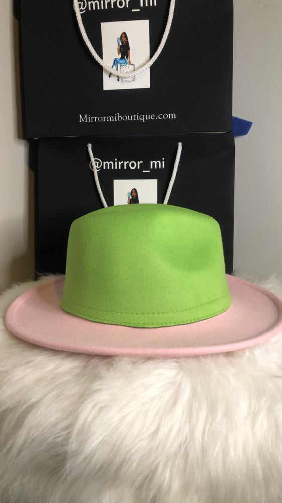 Image of Dirty Diana Fedora in Lime Green w/Pretti Pink bottom 