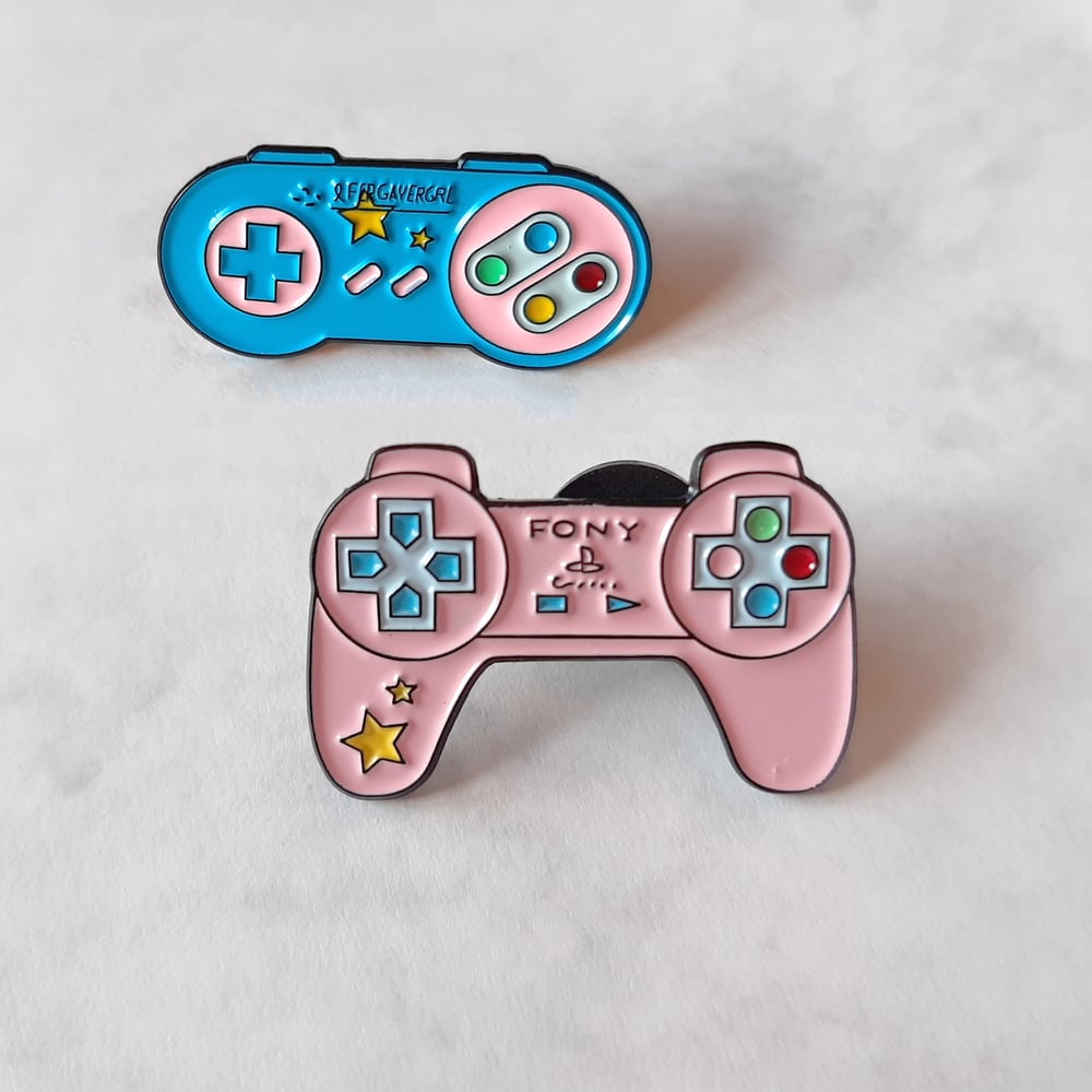 Image of Blue & Pink Game Controller Pins