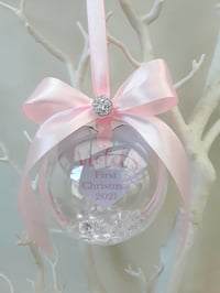 Image 4 of 8cm Beautiful Personalised Baby Ornament,New Baby Bauble,First Christmas Bauble,1st Christmas Memory