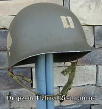 Image 1 of WWII 101st M2 Dbale Airborne Helmet 506th PIR Paratrooper Front Seam Captain