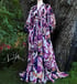 Purple Silk Velvet Burnout "Beverly" Dressing Gown w/ Crystal Button Cuffs Image 4