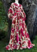 Image of Red/Fuchsia Silk Velvet Burnout "Beverly" Dressing Gown w/ Crystal Button Cuffs