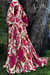 Image of Red/Fuchsia Silk Velvet Burnout "Beverly" Dressing Gown w/ Crystal Button Cuffs