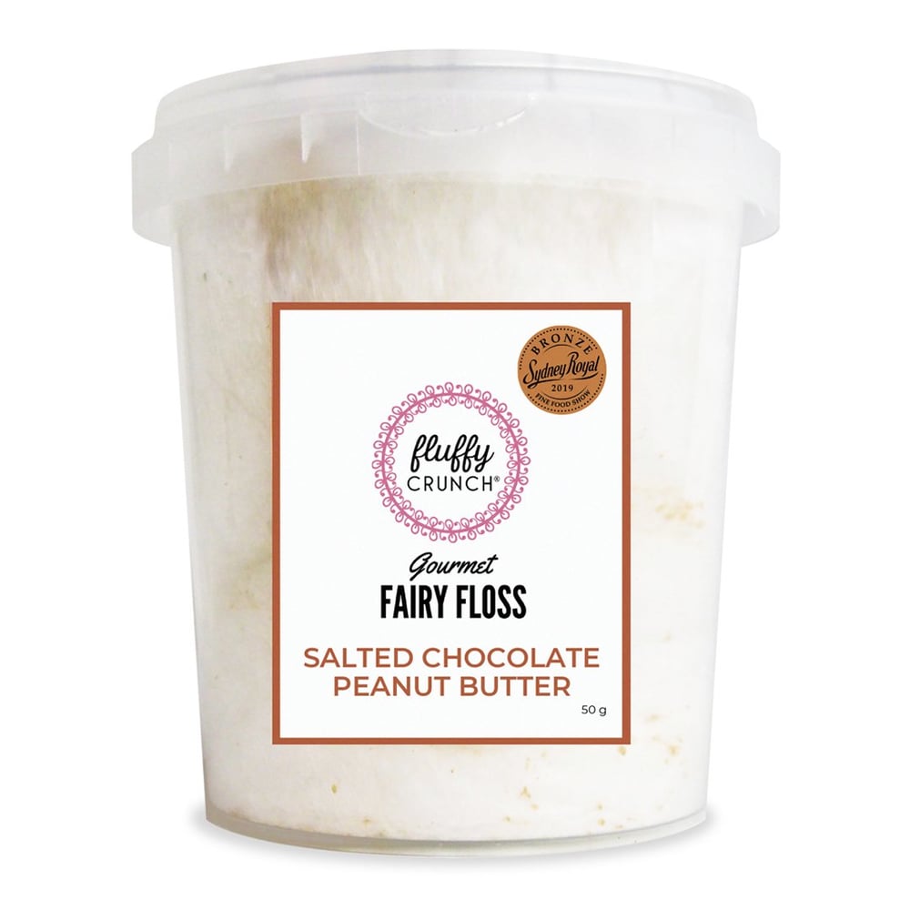 Image of Salted Chocolate Peanut Butter - Fluffy Crunch Fairy Floss (50g)