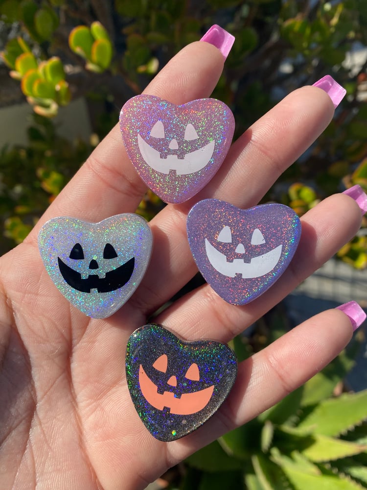 Image of Holo Jack-o-Heart Resin Shoe Charm - Pick Your Fave!