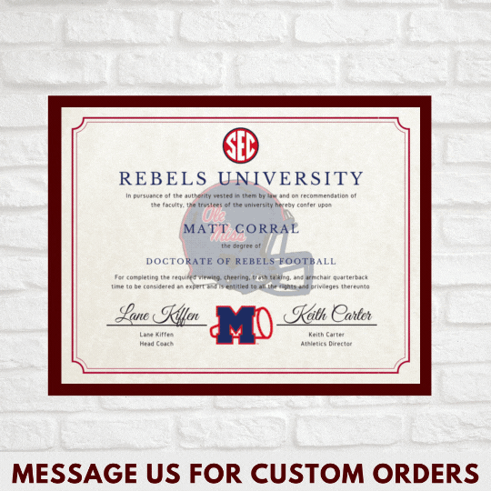 8 X 10 DOWNLOAD // Rebels University College Football Fan Diploma
