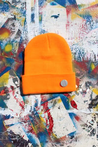 Image of i know you see it beanie in bright orange 