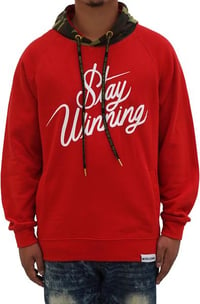 Image 1 of Stay Winning Script Red/White Camo Hoodie