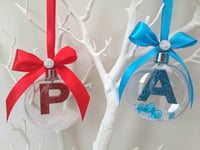 Image 1 of Beautiful Initial Bauble, Glitter Initial Tree Decor,Crystal Bauble