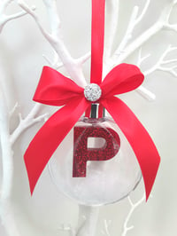 Image 2 of Beautiful Initial Bauble, Glitter Initial Tree Decor,Crystal Bauble