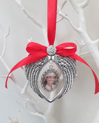 Image 1 of Angel Wings Photo Christmas Tree Decoration, Angel Wings hanging decoration, Remembrance tree decor,