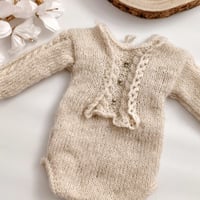 Image 2 of Newborn girls knitted bodysuit - Mandy  | beige