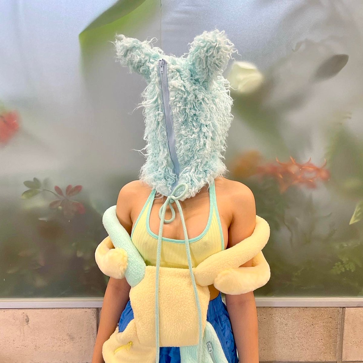 SKYBLUE FUR BUNNY ZIP UP HOOD