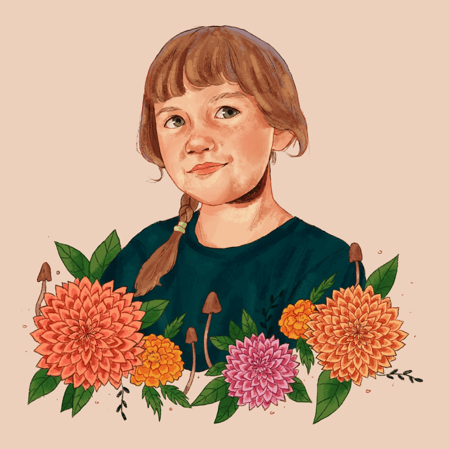 Commission - Portrait with Plants