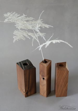 Image of Wabi-sabi wooden vases - set of 3
