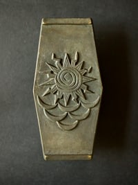 Image 1 of Pair of Large Bronze Door Handles with Sun and Waves Design